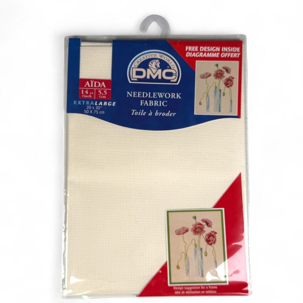 Cross Stitch Fabric 14 Count DMC Aida Extra Large 20 x 30 Inch Ecru DC28U